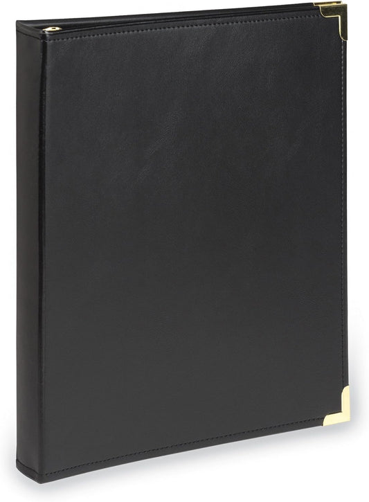 Samsill Classic Collection Leather 3 Ring Binder, Executive Presentation Portfolio, 0.5 Inch (Holds 100 Sheets), Brass Round Ring, Burgundy