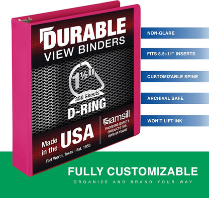 Samsill Durable 4 inch 3 Ring Binder, D Ring Binder, 100% Recycled Chipboard, Black, 2 Pack