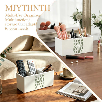Don't Overthink It Inspirational Pencil Pen Holder for Desk, Pink Positive Affirmations Wooden Box Sign Pen Holder Organizer for Home Office School Desk Accessories
