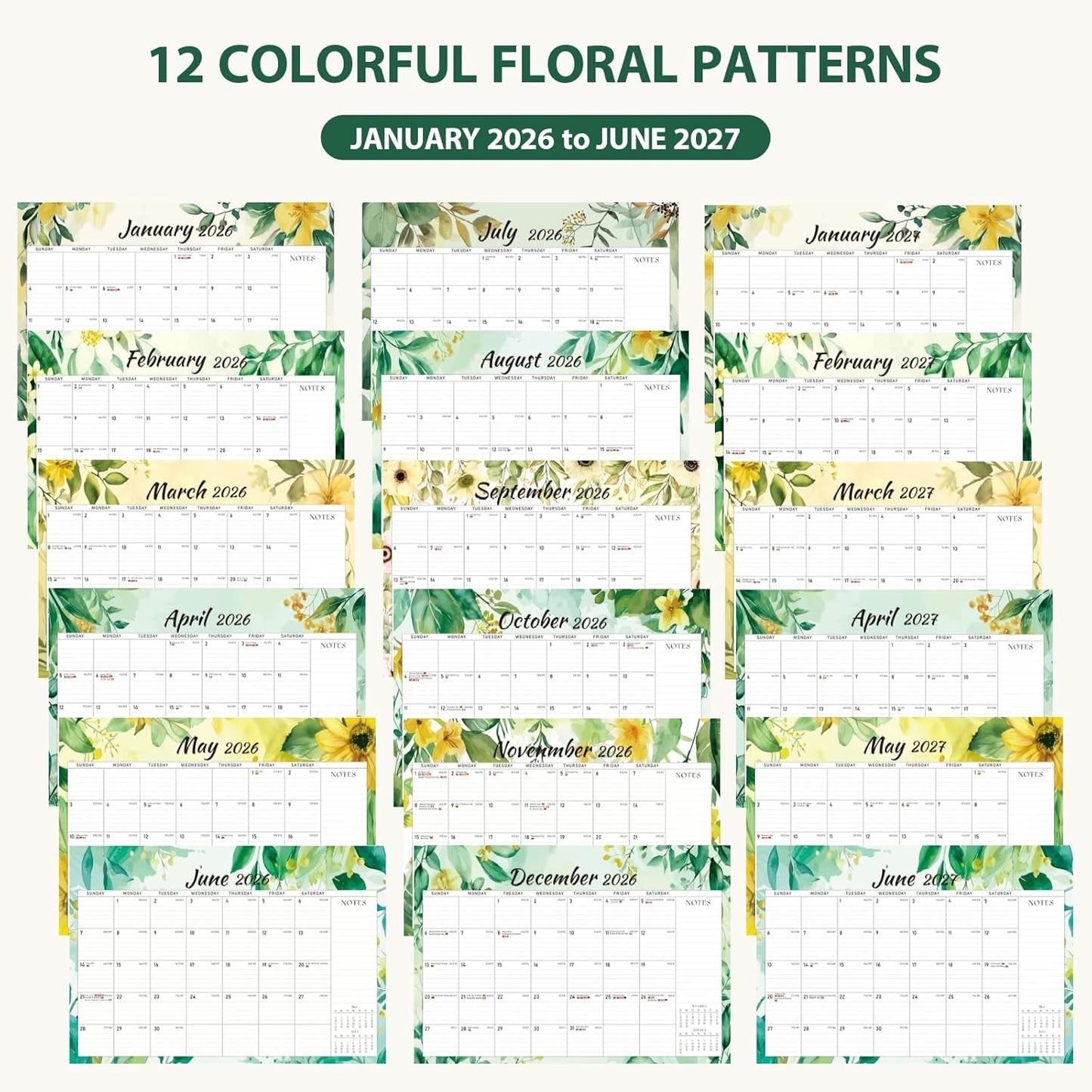 2026 Desk Calendar, Large Desktop/Wall Monthly Calendar (Jan. 2026 - Jun. 2027) 17'' x 12'' School Year Desk Planner for Teacher Family School Office Supplies
