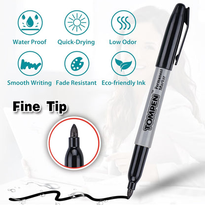 Permanent Markers Black 48 Count Fine Tip,Quick Drying Marker for Gift Card,Bulk Pens on Wood,Plastic,Paper,Metal,Mirror for Office School Classroom Home