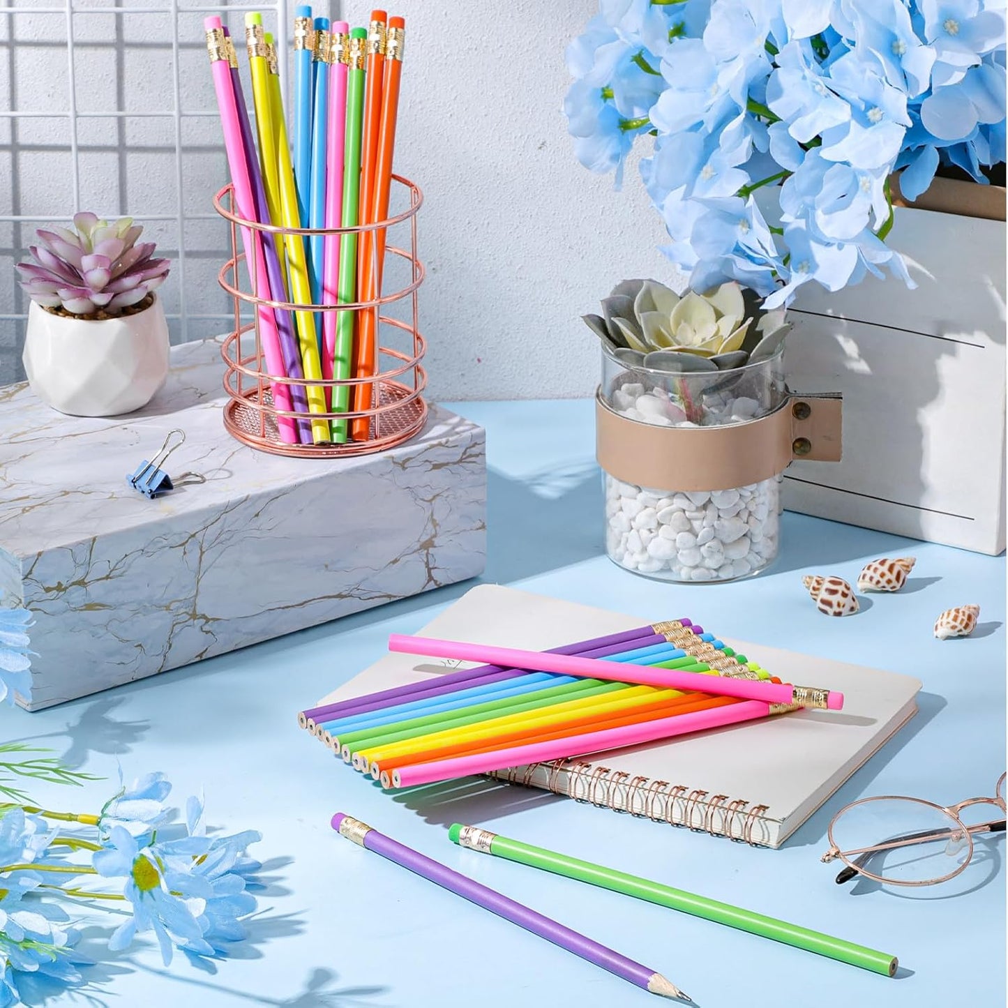 24 Pcs Round Pencils with Eraser 2 HB Cute Pencils Bulk for School Graphite Wood Color Unsharpened Pencil for Drawing Sketching Wedding School Teacher Supplies Student Reward