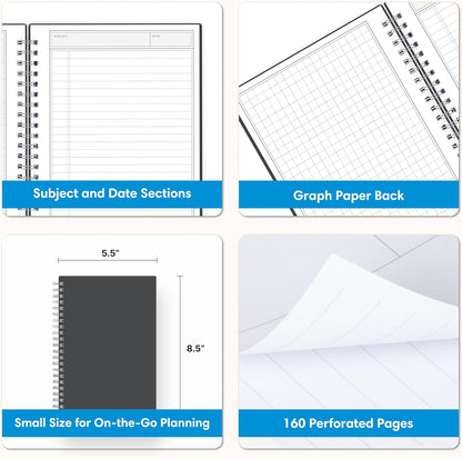 Blue Sky Smart Notes Professional Notebook, Wire-O Binding, 8.5" x 11", Black (14713)