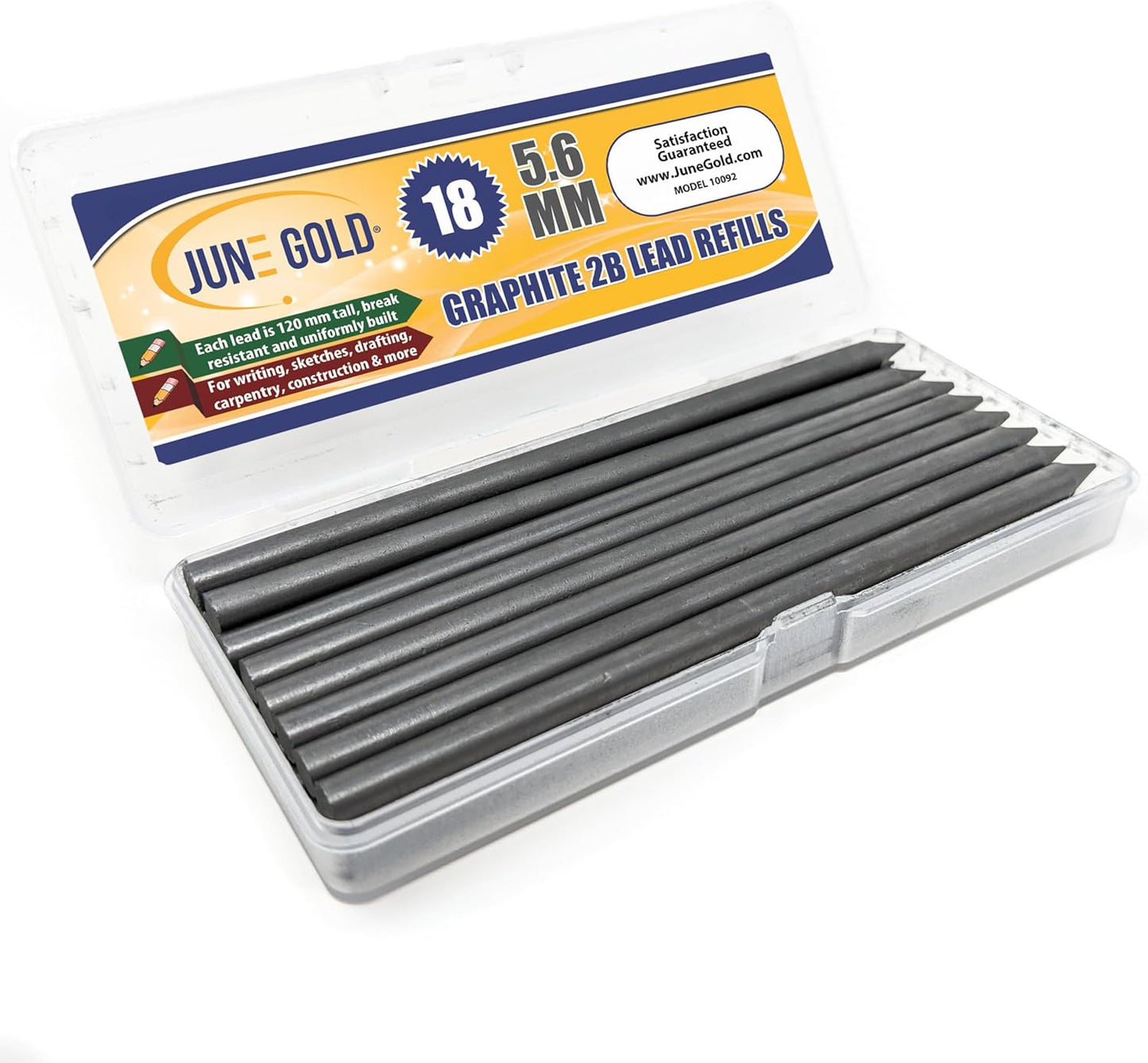 June Gold 640 Pieces, 0.5 mm HB #2 Lead Refills, 160 Pieces Per Dispenser, Fine Thickness, Break Resistant Lead/Graphite (Pack of 4 Dispensers)