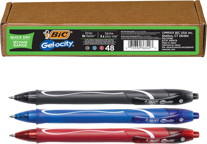 BIC Gelocity Quick Dry Blue Gel Pens, Medium Point (0.7mm), 12-Count Pack, Retractable Gel Pens with Comfortable Full Grip