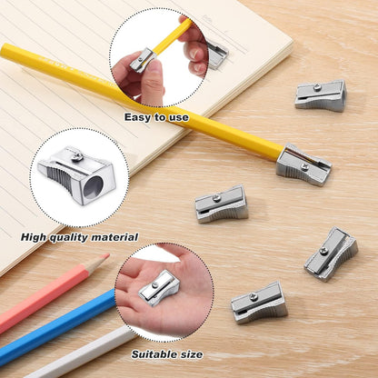 Fumete 96 Pcs Metal Mini Pencil Sharpeners Bulk Handheld Metal Pencil Sharpeners Single Hole Aluminum Alloy Manual Sharpener Bulk for School Office Stationery Classroom Supplies