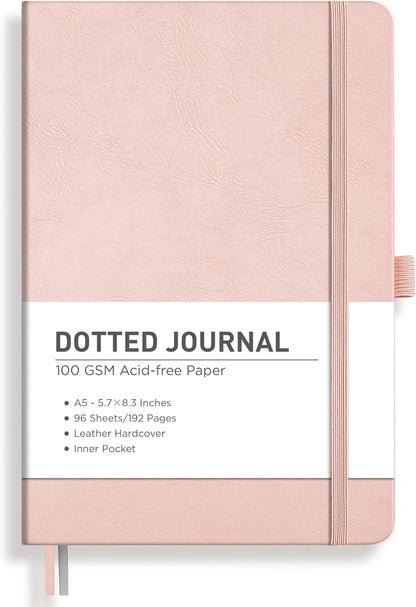 RETTACY Graph Grid Paper Notebook, 192 Pages, A5 Medium Size (5.7'' x 8.3''), 5 Squares per Inch, Leather Hardcover, 100 GSM Thick Paper, for School, Students, Math, Engineering (Brown)