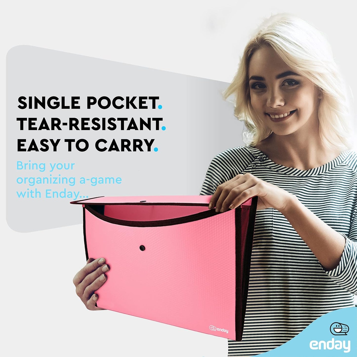 Square Flap Document Holder Blue, Expanding File Folder, A4 Letter Size Reusable Filling Envelopes, Snap Closure Wallet File Pouch Also Available in Pink, Purple, Green, Red, Grey, 1 Pc– By Enday