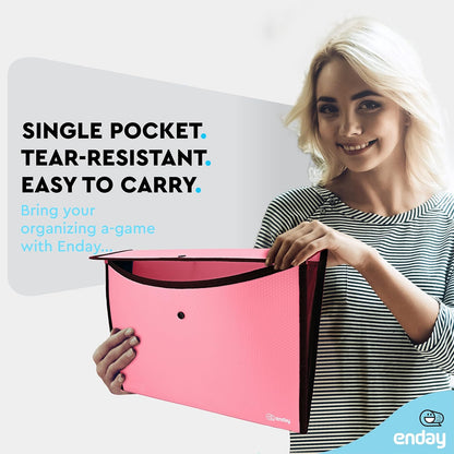 Square Flap Document Holder Blue, Expanding File Folder, A4 Letter Size Reusable Filling Envelopes, Snap Closure Wallet File Pouch Also Available in Pink, Purple, Green, Red, Grey, 1 Pc– By Enday