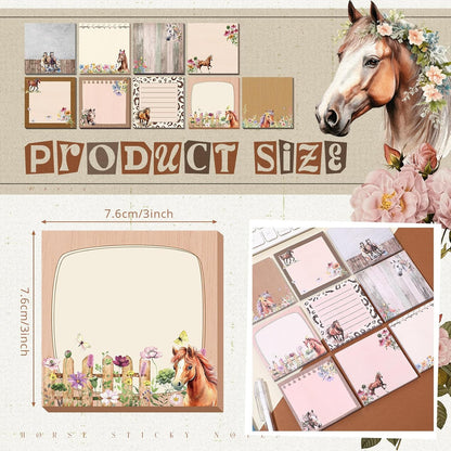 9 Pads Wildflower Sticky Notes 3x3 Inch Cute Self Stick Notepads Notes Adhesive Memo Pad Office Decor Gifts for Students School Teacher Meeting Office Supplies