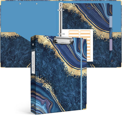 Ospelelf Binder 3 Ring 1 Inch, Floral Round Ring Clipboard Binder for Letter Size with 5 Tab Dividers, File Folder Labels, for School and Office Supplies