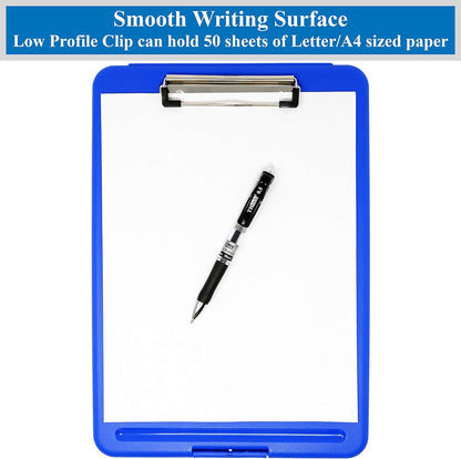 Think2Master Black Plastic Storage Clipboard. | 25% Heavier & 25% Sturdier| Heavy Duty and Won’t Flex or Bend Like Other Brands (Compare The Weight). Storage Compartment Holds 150 Letter Sized Paper.