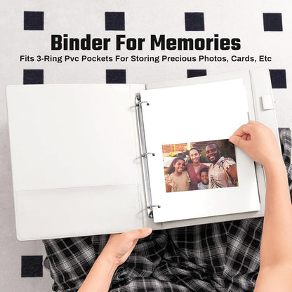Aesthetic 3 Ring Binder 1 Inch Cute Three Round Rings Binders with Dividers Suitable for 8.5 x 11 Letter Size Paper Loose Leaf Binder with 2 Pockets for School Work