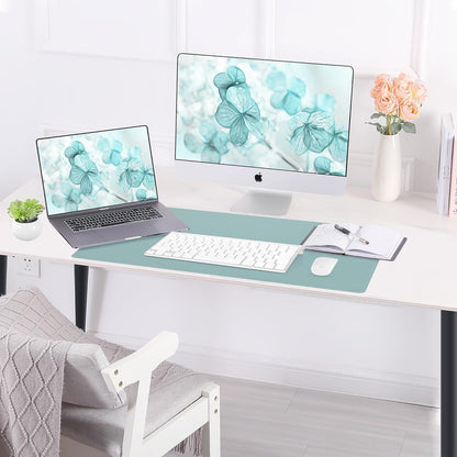 Large Desk Mat 47.2" x 17" Leather Desk Pad Protector with Natural Cork & PU Leather, Non-Slip Office Desk Mat, Large Mouse Pad, Waterproof Desk Blotter pad for Office&Home(Black)