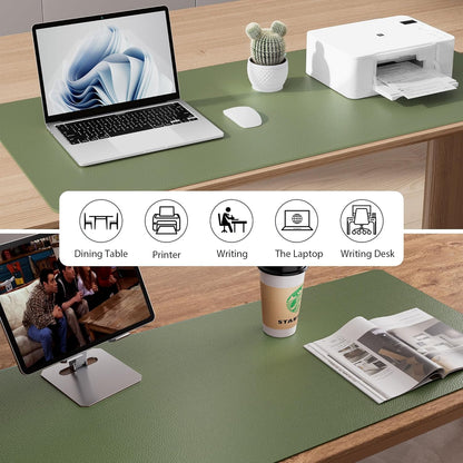 Aothia Non-Slip Waterproof PU Leather Desk Pad Protector for Mouse, Writing Desk, Office, Home, Laptop Blotter, 23.6" x 13.7", Black - Colors A