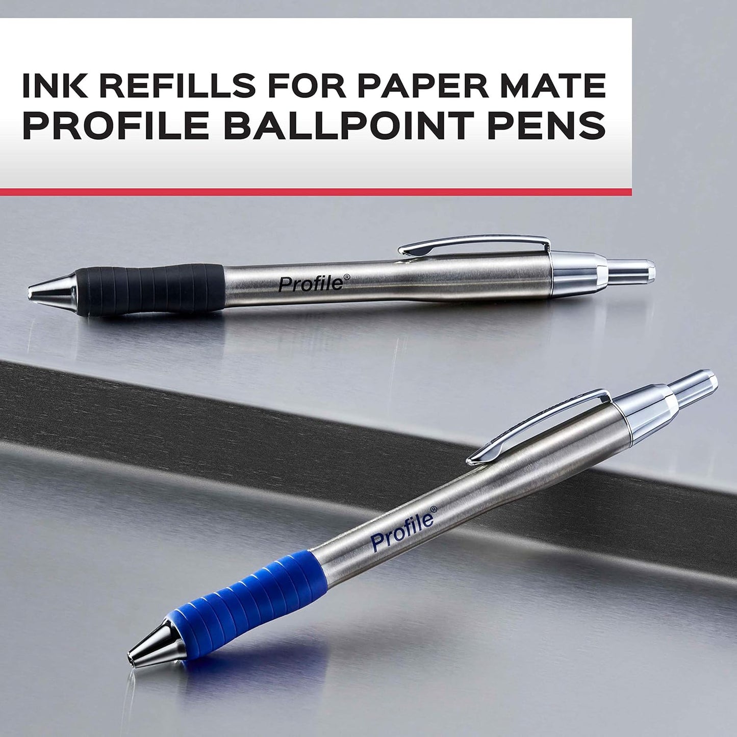 Paper Mate Profile Pen Refills, Pen Ink for Ballpoint Pens, 1.0 mm, Black,