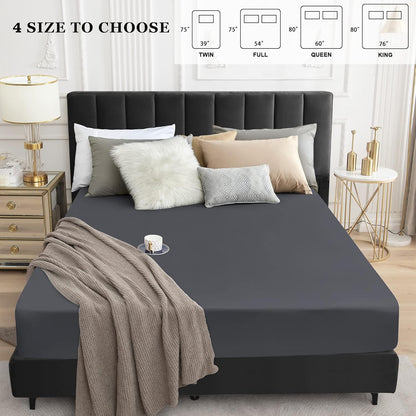 Sufdari Mattress Protector,Waterproof 18" Deep Pocket Mattress Cover Fitted Sheet Style with Elastic Rubber Band,Washable and Easy Care-Black,Queen
