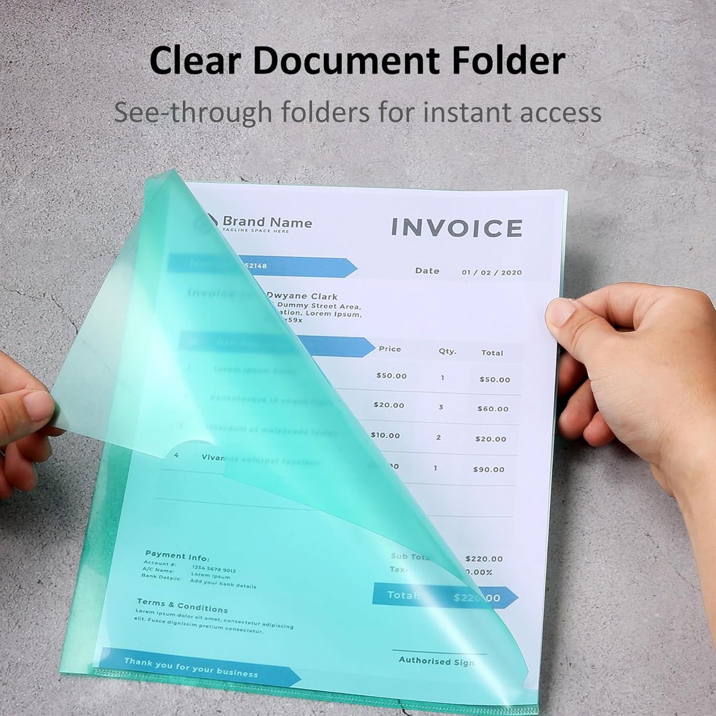 WOT I 12 Pack Clear Document Folders, Plastic Transparent Folders Copy Safe Project Pockets, for Letter Size Sheets, 6 Vibrant Color