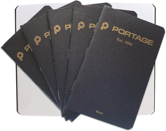 Portage Small Graph Notebook- Notepad for Field Notes, Black Graph Small Sketch Book, Pocket Notebook Journal for Taking Notes in the Field – 3.5 x 5.5 Inches, 64 Pages, (Pack of 6)