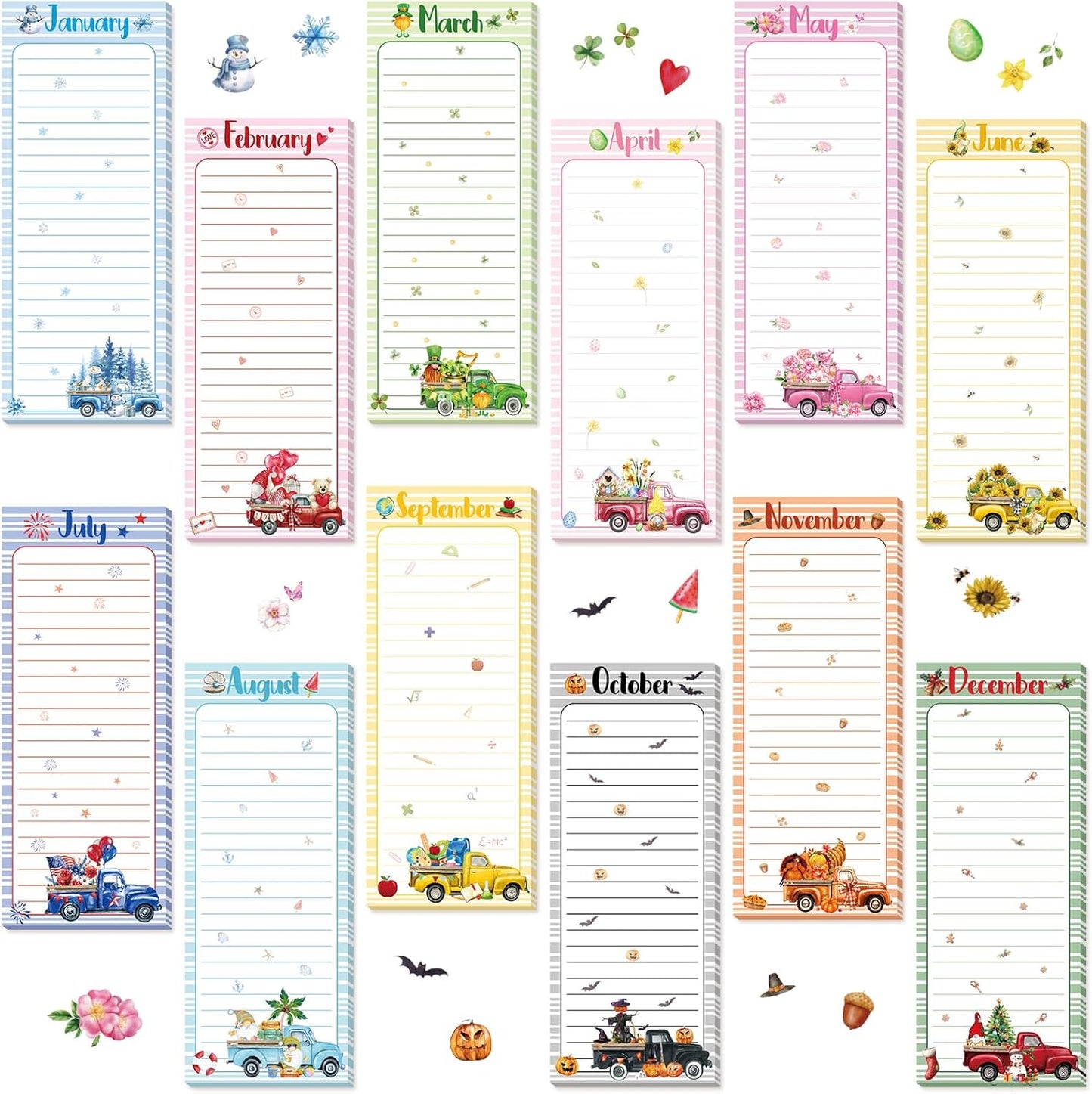 Eaasty 12 Pcs Bible Magnetic Notepads for Refrigerator Monthly Magnetic Grocery List 9 x 3.5" Magnet Memo Pads 30 Sheet Per Pad Shopping to Do List for Christian Teacher Appreciation Week Gift