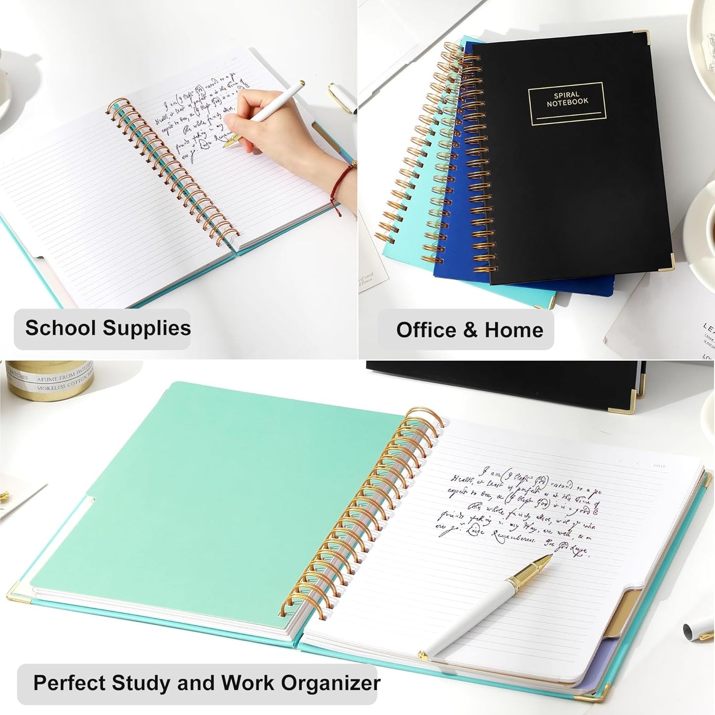 Hardcover Spiral Notebook with Tabs 8"x10" Large Spiral Lined Journals for Women with Dividers 240 Pages College Ruled Composition Notebook 5 Subject Notebook for Work, Back to School, Gifts, Purple