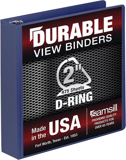 Samsill Durable 4 inch 3 Ring Binder, D Ring Binder, 100% Recycled Chipboard, Black, 2 Pack