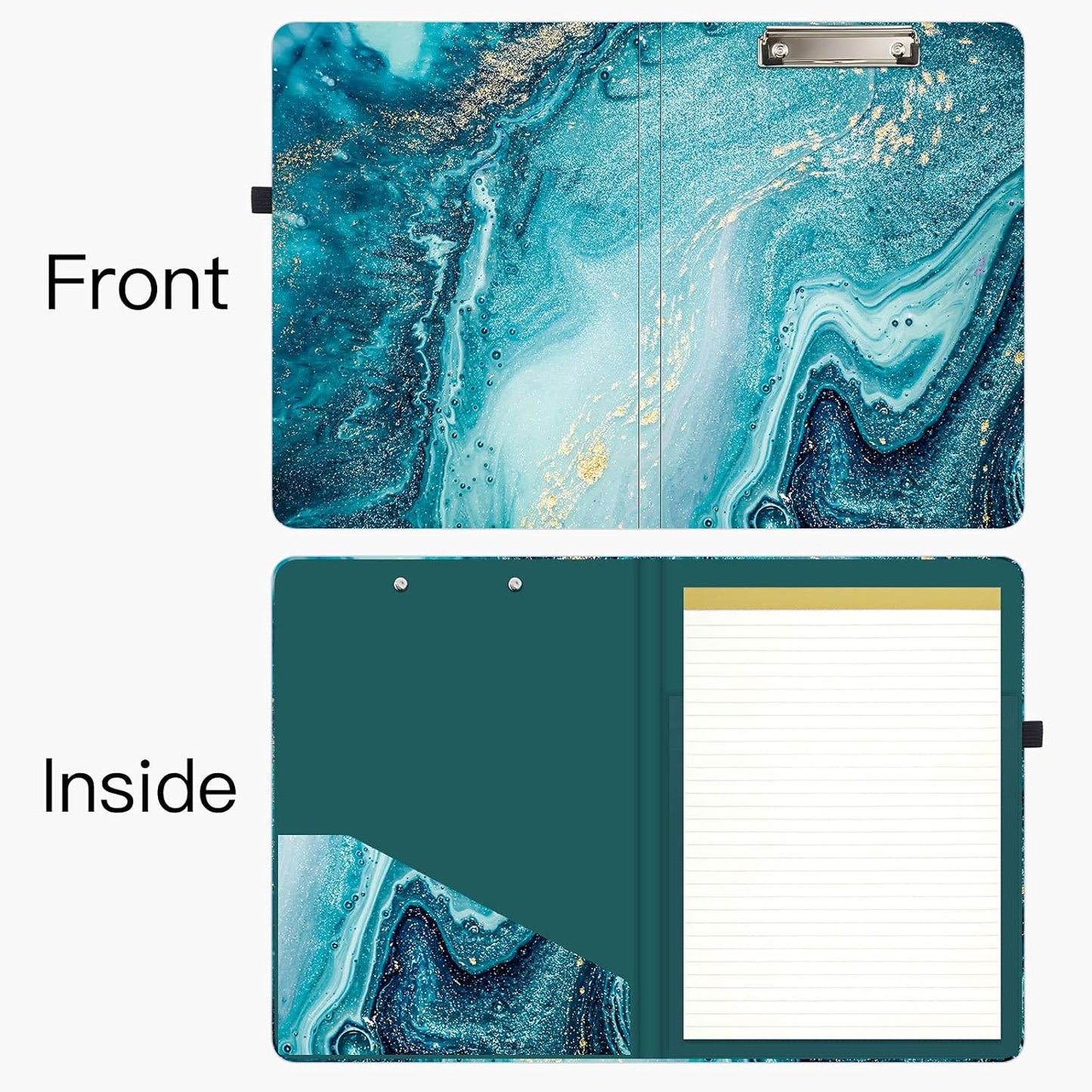 Hongri Clipboard Folio with Refillable Lined Notepad and Interior Storage Pocket for Students, Classroom, Office, Women, Man, Cute Custom Pattern, Size 12.8 x 9.2 in, Classic Flower