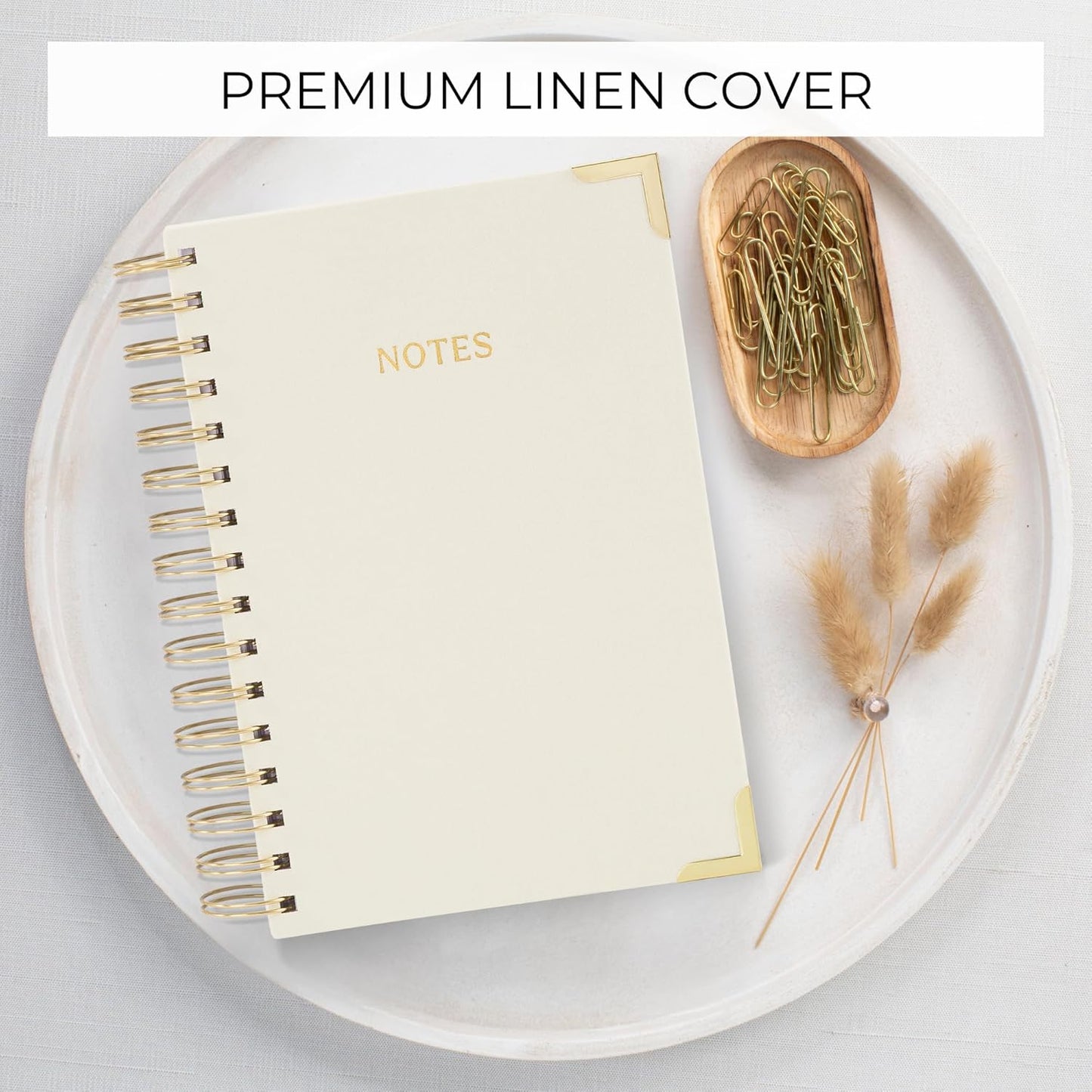 Aesthetic Thick Spiral Notebook Journal For Women in B5 Format - Modern Linen Hardcover College Ruled Note Book With 300 Lined Pages - Perfect For Writing And Staying Organized at Work or School