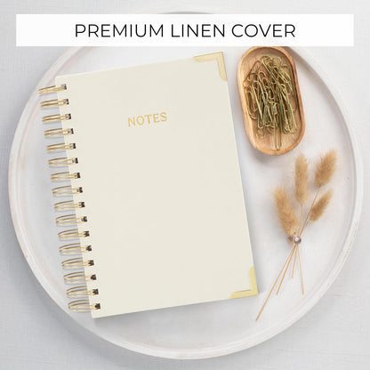 Aesthetic Thick Spiral Notebook Journal For Women in B5 Format - Modern Linen Hardcover College Ruled Note Book With 300 Lined Pages - Perfect For Writing And Staying Organized at Work or School