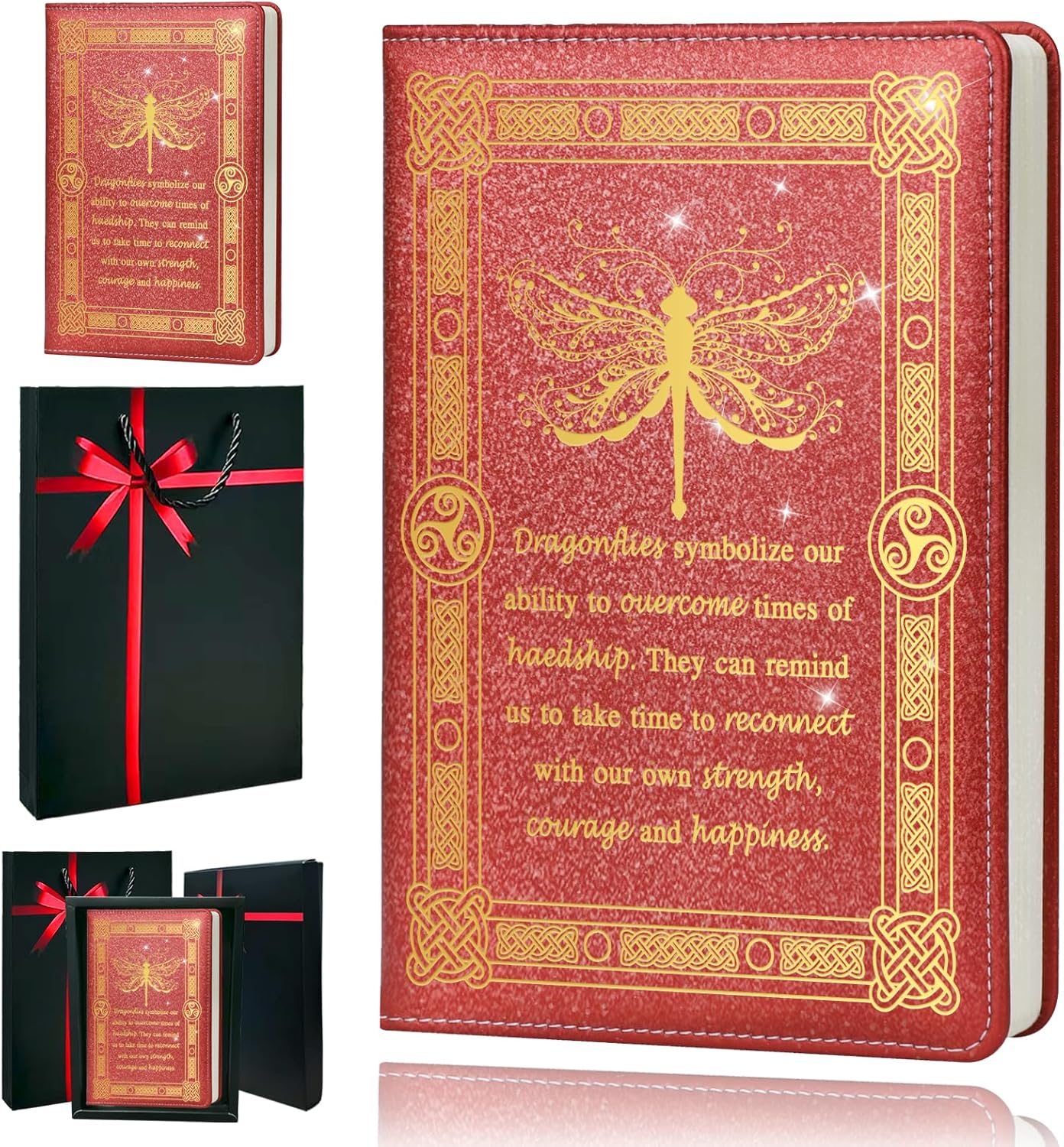 Dragonfly Gifts for Women,Journal for Women,A5 Hardcover Leather Journal - 200 Pages Premium Paper Notebook, Journal Notebook for School, Work (Dragonfly Pink)