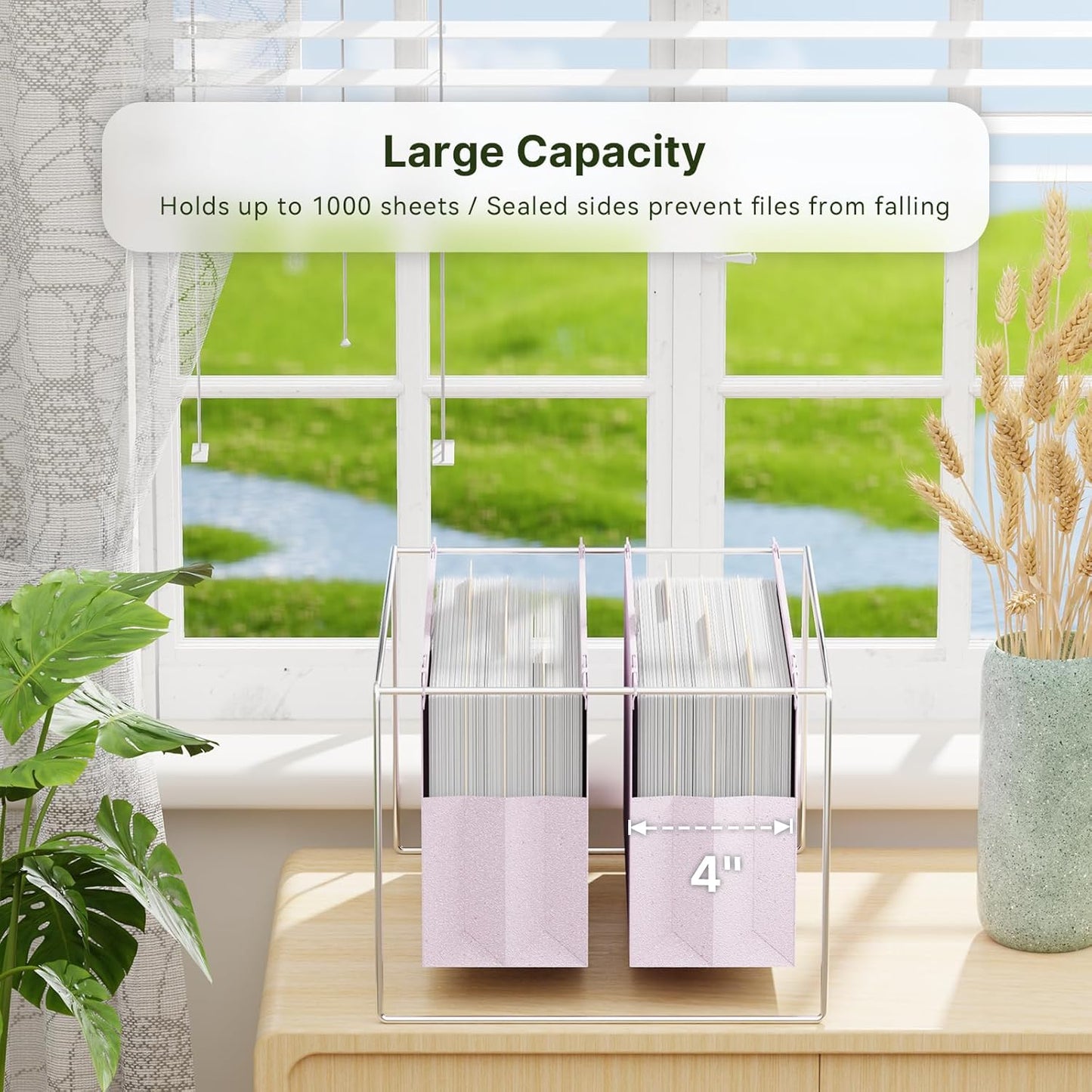 XINGIA Wheat Straw Reinforced Hanging File Folders Legal Size,4 Inch Expansion File Organizer,6 Pack Extra Capacity File Cabinet Folders for Bulky Files,Medical Charts,Filing Folders Hanging with Tabs