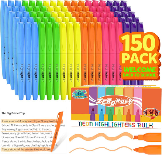 180 Count Highlighters Assorted Colors Bulk - No Bleed Dry-Quickly Chisel Tip 6 Colors Highlighter Markers Set for Kids Adults, Classroom Office Must Have, Back to School Supplies for Teacher