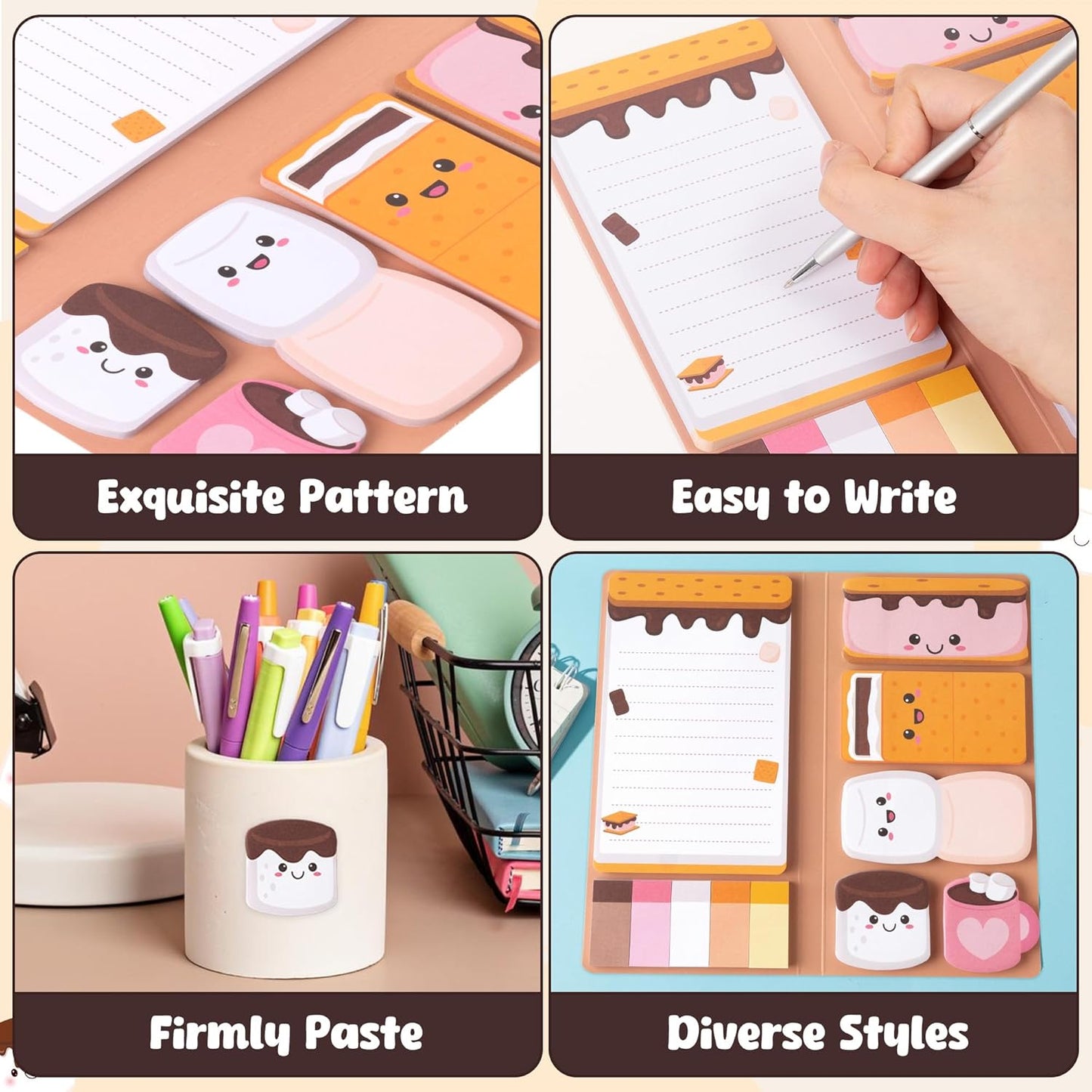 B1ykin Cute Sticky Notes Set - Stay Alive Skeleton Shaped Self-Stick Notes Pad, 550 Sheets Writing Memo Pages Sticky Notepad for Teacher Appreciation Gifts, School Office Supplies (Funny Skeleton) - Colors B