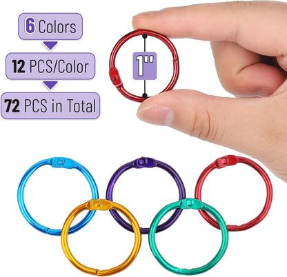 Mr. Pen- Loose Leaf Binder Book Rings, 5 Assorted Sizes (0.6", 1", 1.2", 1.5",2"), 36 Pack, Metal Binder Rings for Index Cards, Keychains, School, Home, Office, Silver