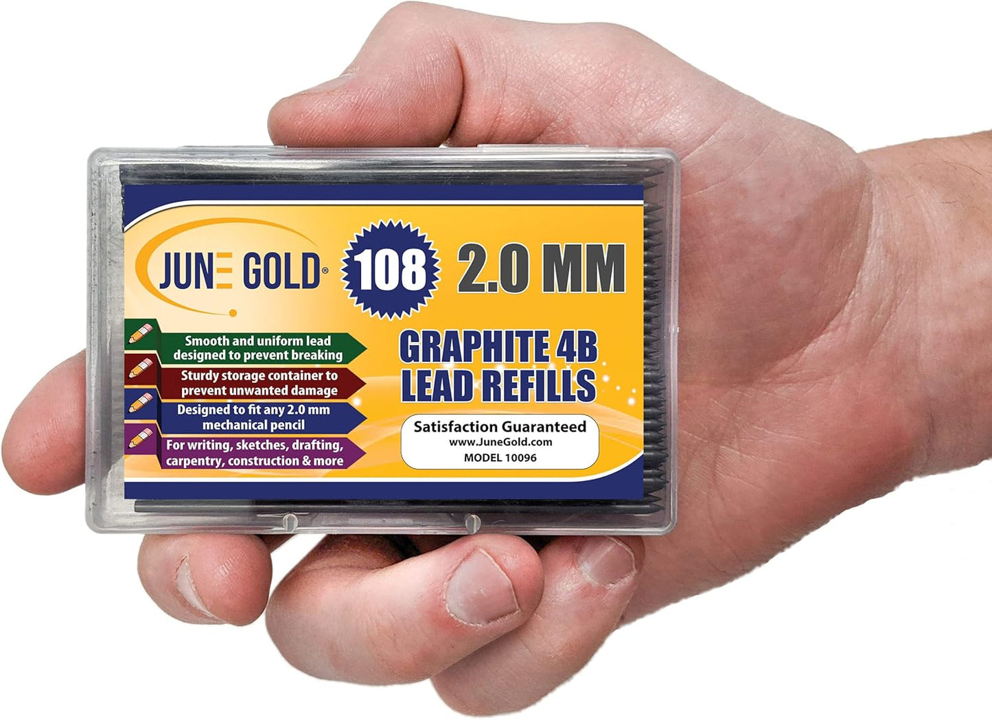 June Gold 640 Pieces, 0.5 mm HB #2 Lead Refills, 160 Pieces Per Dispenser, Fine Thickness, Break Resistant Lead/Graphite (Pack of 4 Dispensers)