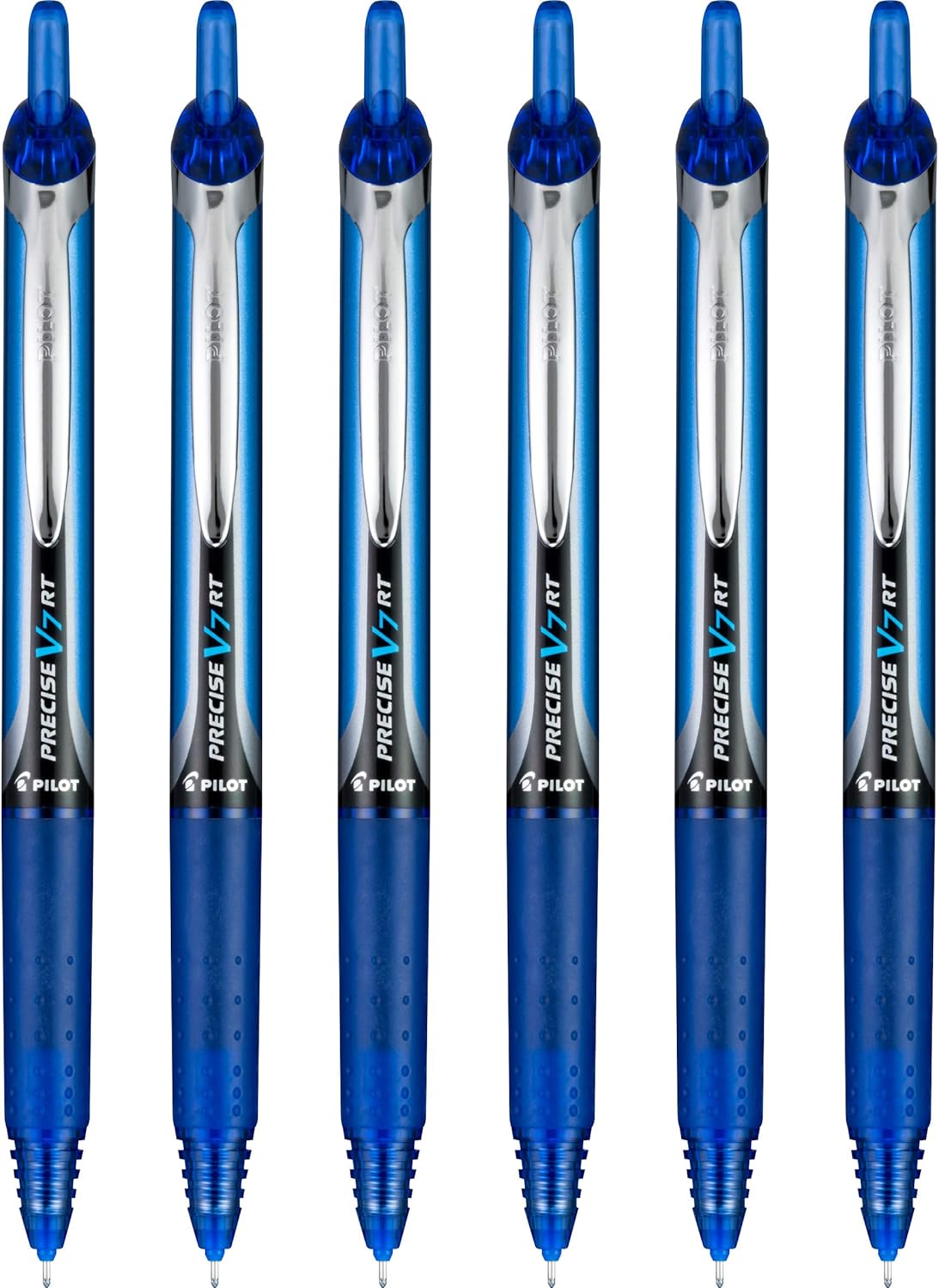 Pilot Precise V7 RT Refillable & Retractable Liquid Ink Rollerball Pens, Black Ink Pens, Fine Point (0.7 mm), 6-Pack - Ideal for School, Journaling, and Office Writing