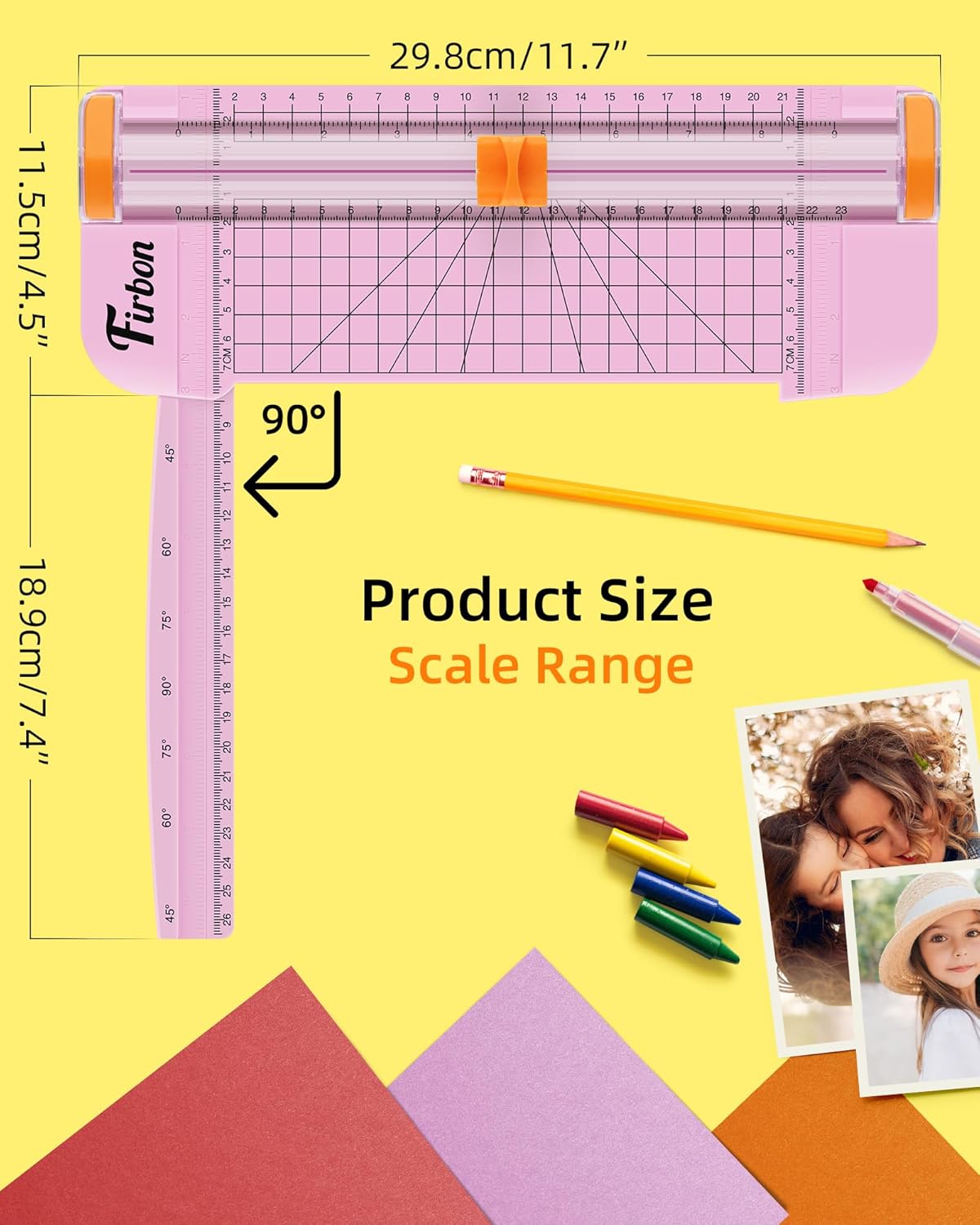 Firbon Morandi A5 Paper Cutter, Straight Small Paper Trimmer with Side Ruler for Scrapbooking Craft, Paper, Coupon, Label, Cardstock