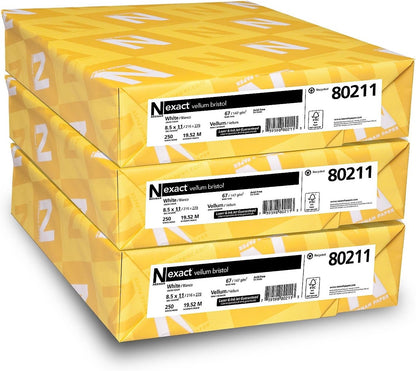 Wausau Exact Vellum Bristol Cardstock, 250 Sheets, White, 94 Brightness, 67 lb, 8.5 x 14 Inches