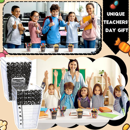 Mimorou 6 Pcs Teacher Gift Box Teacher Appreciation Gift Container Thank You Pencil Notebook Composition Book Crayon Candy Popcorn Holders for End of Year Graduation Party (Notebook)