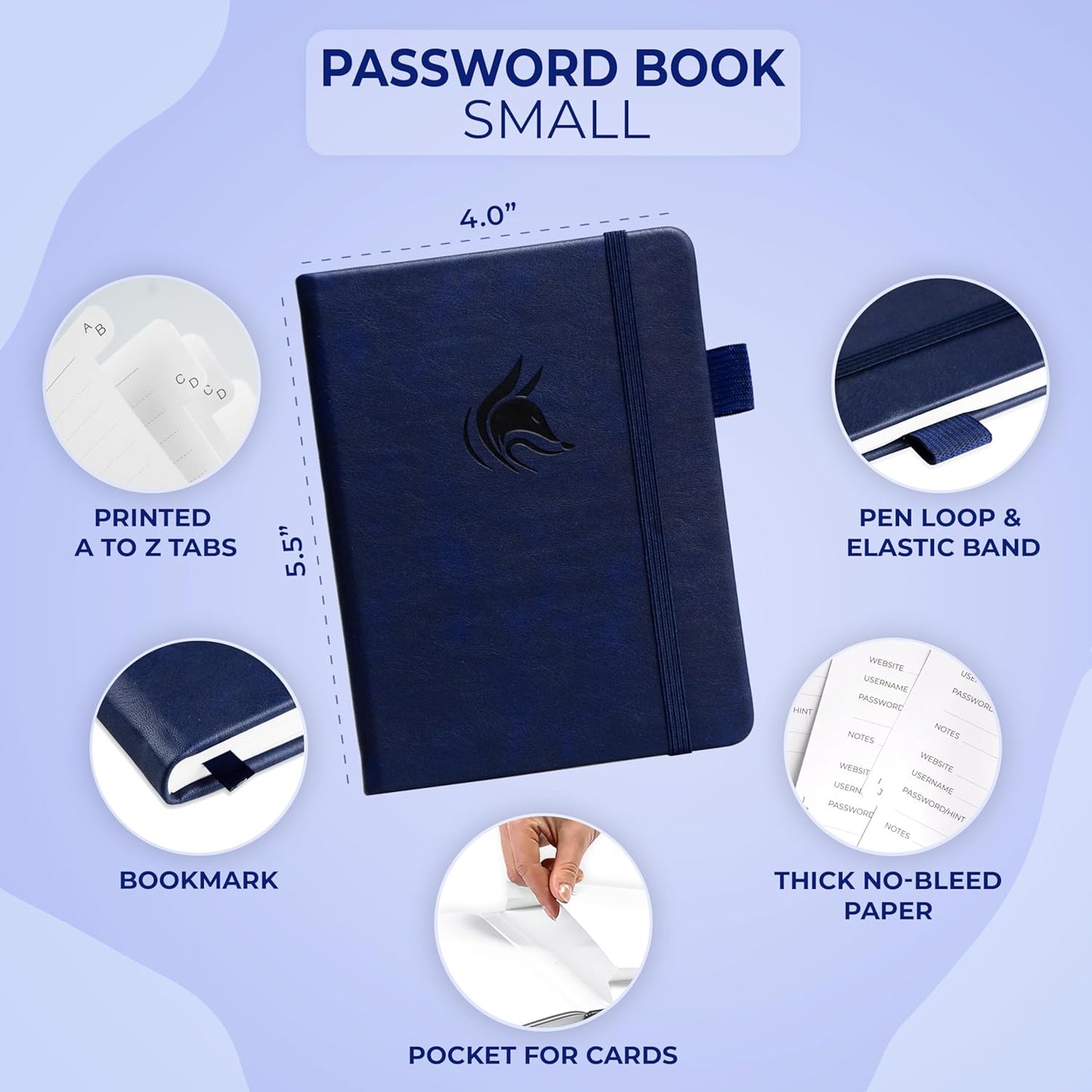 Clever Fox Password Book with alphabetical tabs. Internet Address Organizer Logbook. Small Pocket Password Keeper for Website Logins (Orange)