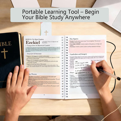66-Book Bible Study Guide, Bible Study Supplies & Journal, Christian Scripture Summaries, Daily Devotionals Gift Idea Religious Faith-Based Notebook for Women Men Teens Beginners Prayer Reflections