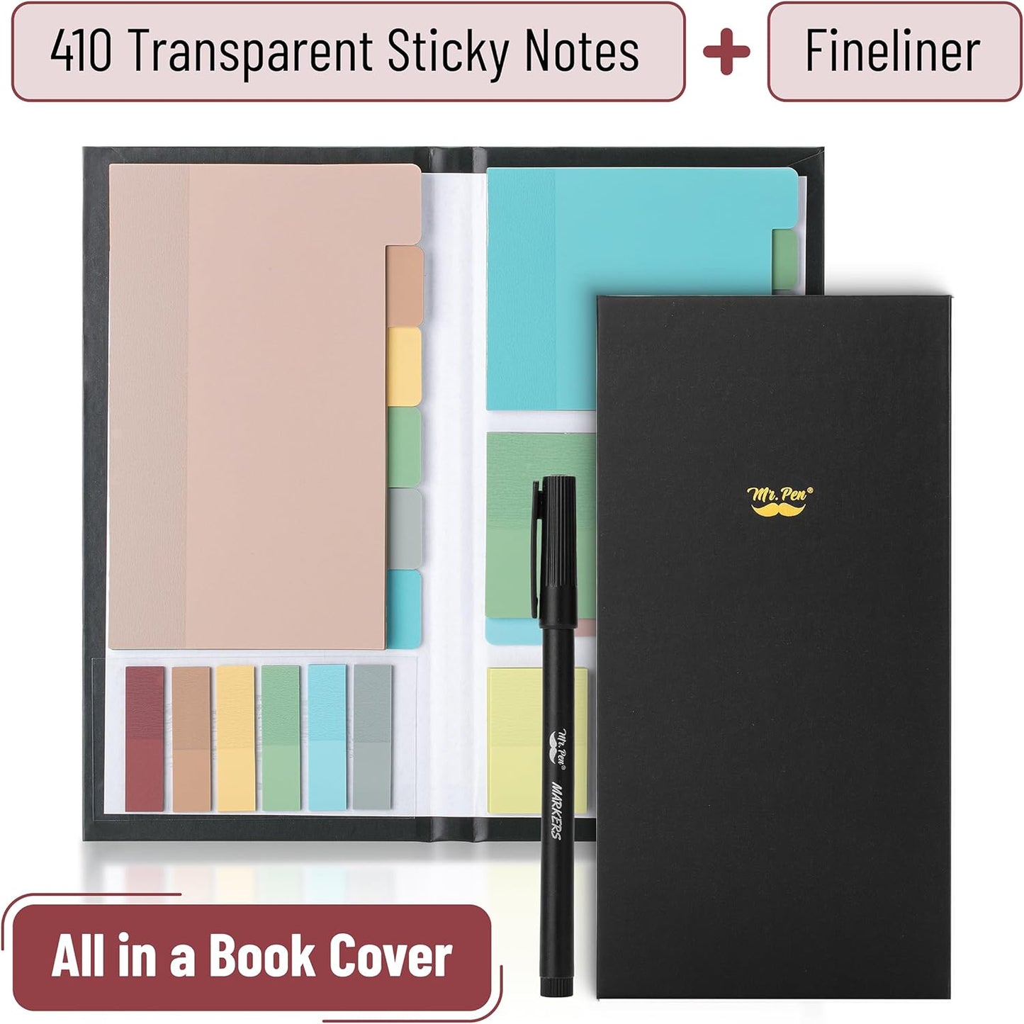 Mr. Pen- Sticky Notes Set, 410 Pack, Ruled, Dotted & Blank Notes with 150 Index Tabs, Divider Sticky Pads for Bible Study, Office, School, Planning, Journaling & Organization