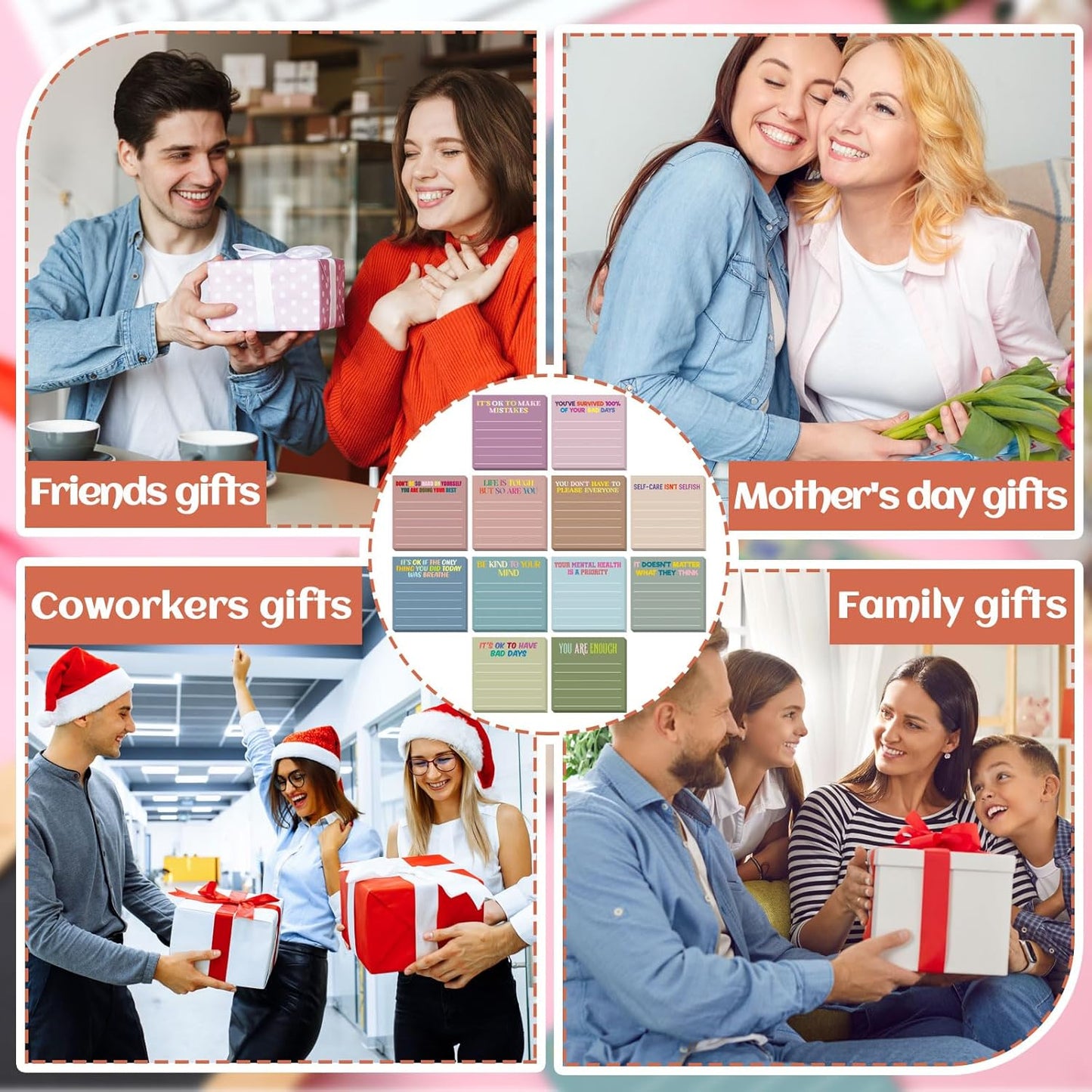 Yinder 48 Pcs Inspirational Sticky Notes Cute Motivational Sticky Notes Pad End of Year Employee Appreciation Gifts Bulk for Teacher Nurse Coworkers Office Supplies 3 x 3'' (Thank You,Dark Color)