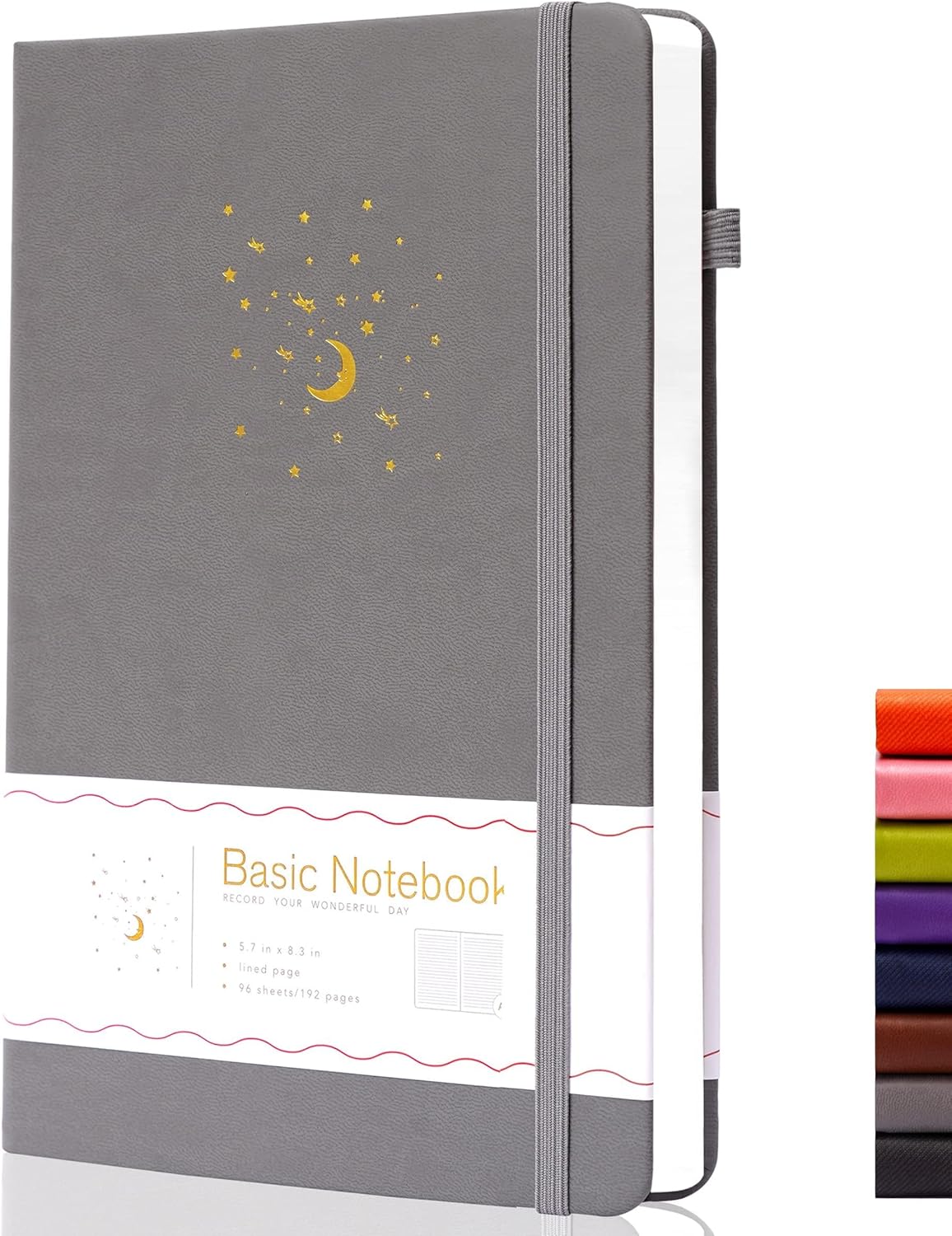 CAGIE Journal Notebook for Women Men, Hardcover Lined Notebooks Journals for Writing Work Journaling Note Taking Diary with Pen Loop (Black Ruled), Gifts, 5.7" x 8.3", 196 Pages