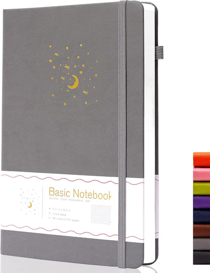 CAGIE Journal Notebook for Women Men, Hardcover Lined Notebooks Journals for Writing Work Journaling Note Taking Diary with Pen Loop (Black Ruled), Gifts, 5.7" x 8.3", 196 Pages