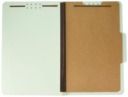 Pendaflex Classification Folders - Standard, 1 Divider, 2" Embedded Fasteners, Legal Size, Light Green, 10 per Box (17175EE)