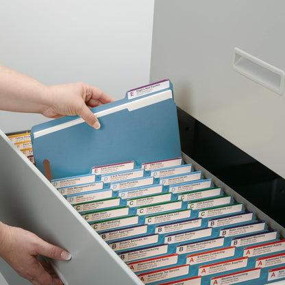 Smead Fastener File Folders, Reinforced 1/3-Cut Tabs, 2 Fasteners, Letter Size, Blue, 50 per Box (12040)