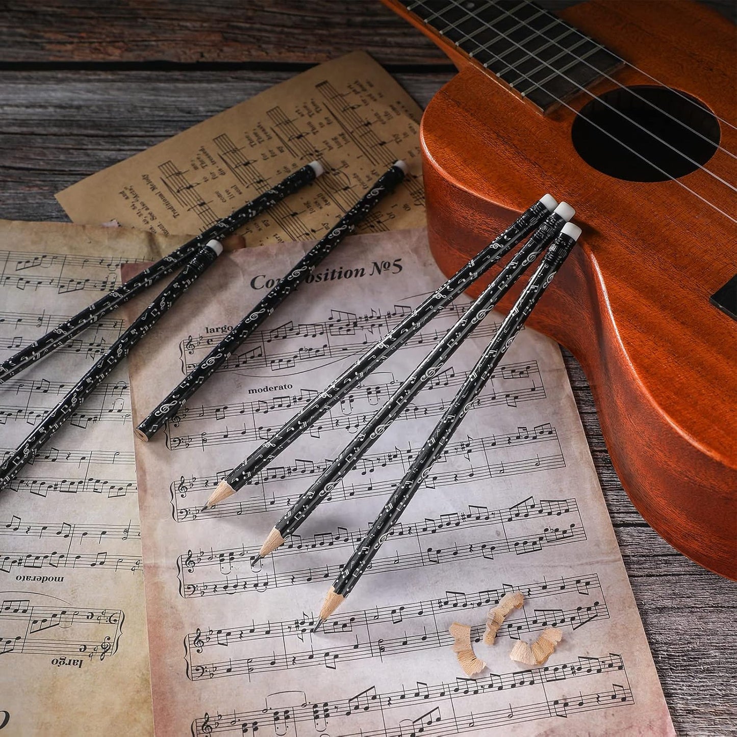 Chinco 200 Pieces Music Note Pencil Music Pencils Round Pencils Wooden Case with Eraser for Students Kids Classroom Favors Supplies