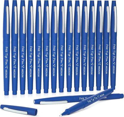 Lelix Felt Tip Pens, 15 Black Pack, 0.7mm Medium Point, Felt Tip Markers Pens for Journaling, Writing, Note Taking, Planner, Perfect for School Office and Art Supplies