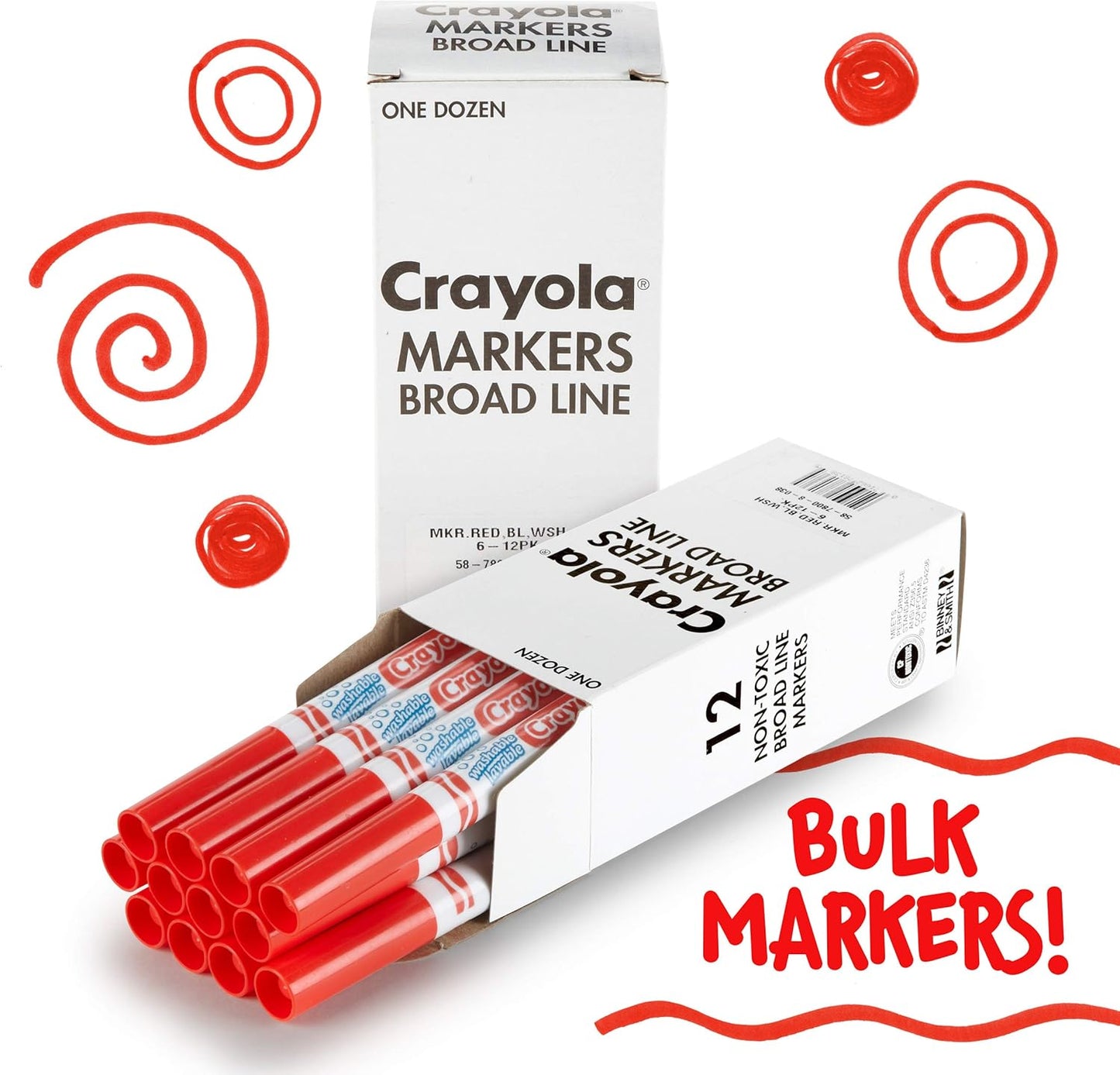 Crayola Washable Markers for Kids - Black (12ct), Bulk Broad Line Markers for School, Classroom Essentials, Teacher Classroom Must Haves for Elementary School
